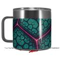 Skin Decal Wrap compatible with Yeti Coffee Mug 14oz Linear Cosmos Teal - 14 oz CUP NOT INCLUDED by WraptorSkinz
