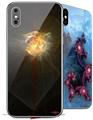 2 Decal style Skin Wraps set for Apple iPhone X and XS Fireball