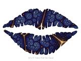 Linear Cosmos Blue - Kissing Lips Fabric Wall Skin Decal measures 24x15 inches